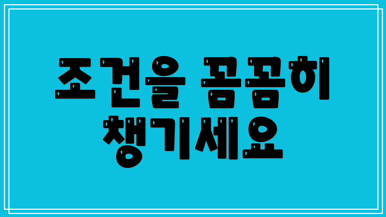 조건을 꼼꼼히 챙기세요