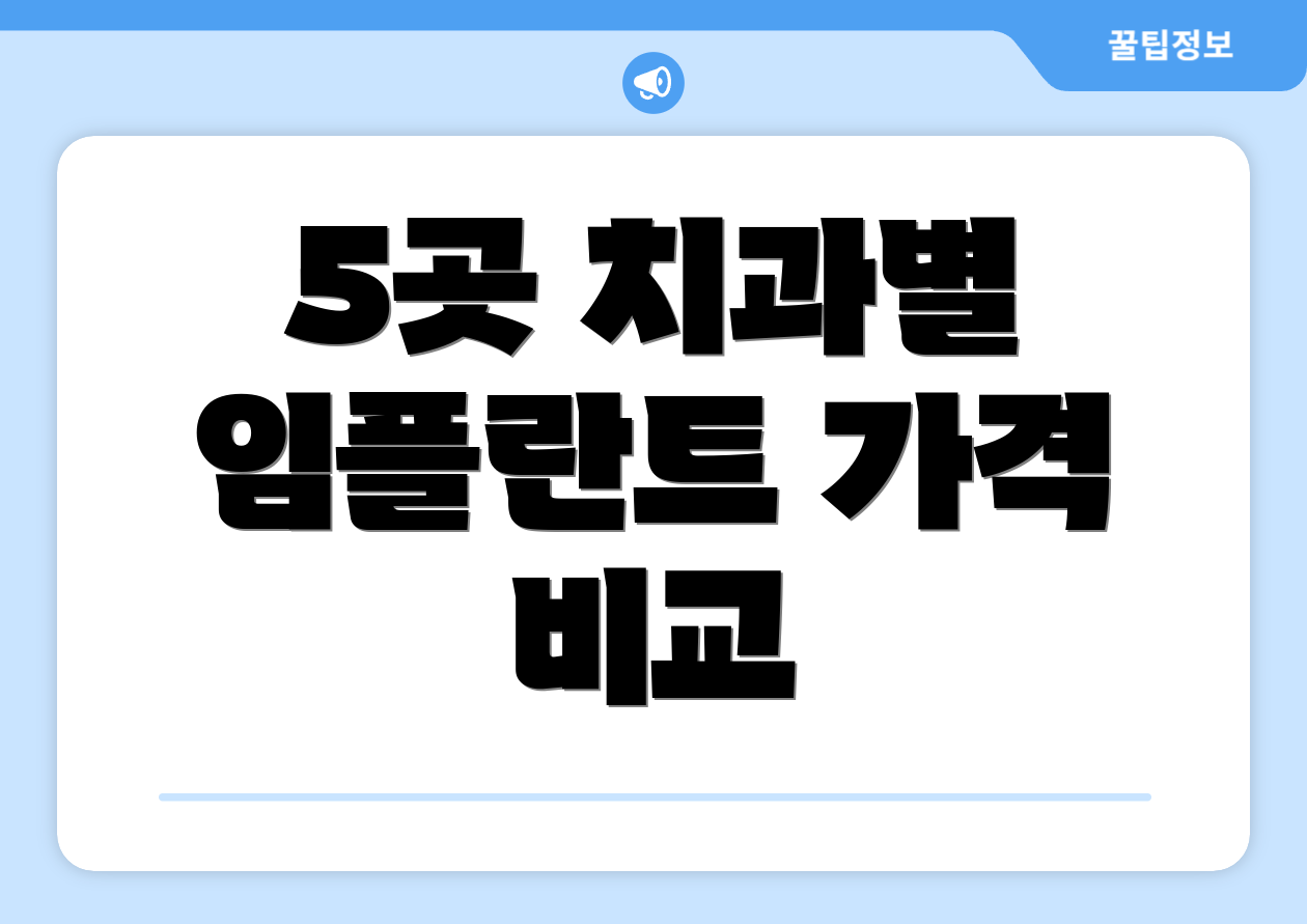 5곳 치과별 임플란트 가격 비교