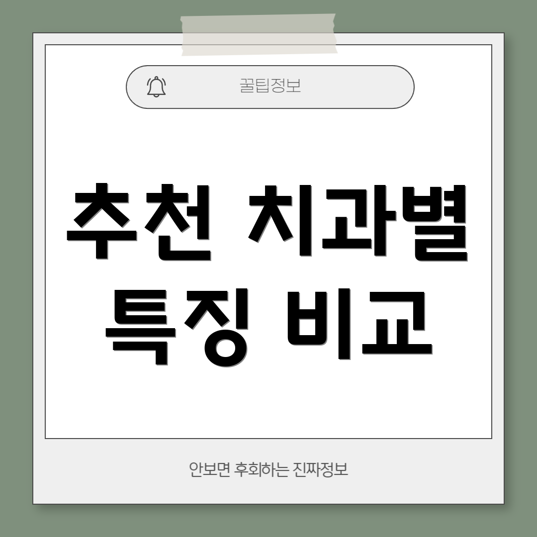 추천 치과별 특징 비교