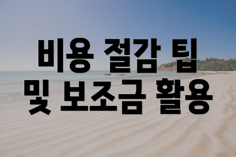비용 절감 팁 및 보조금 활용