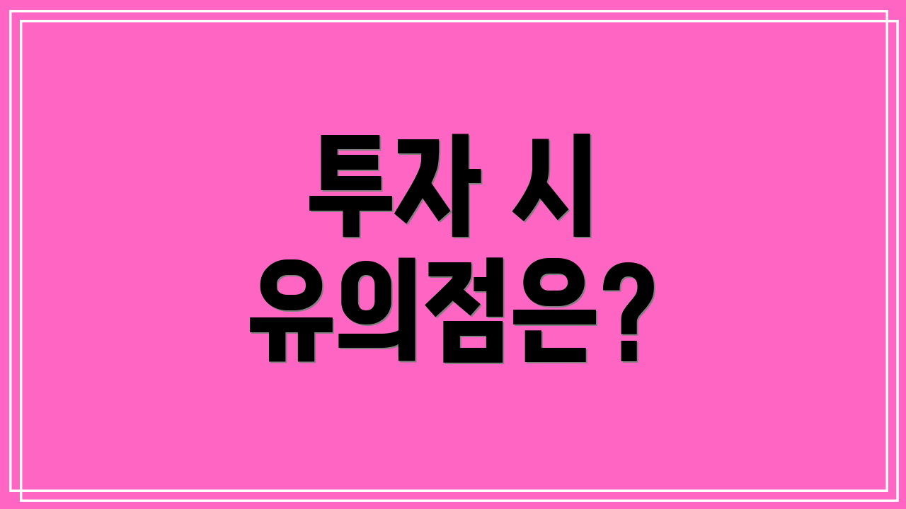 투자 시 유의점은?