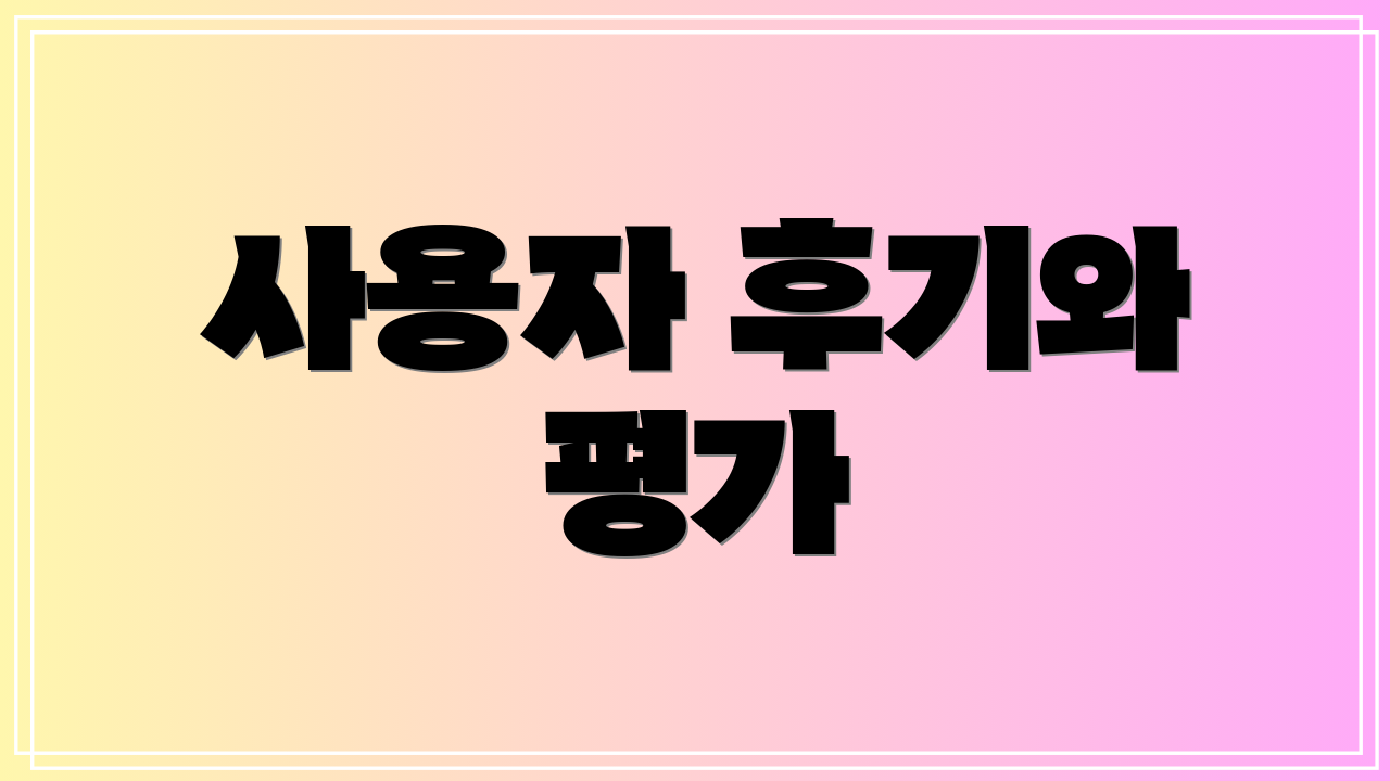 사용자 후기와 평가