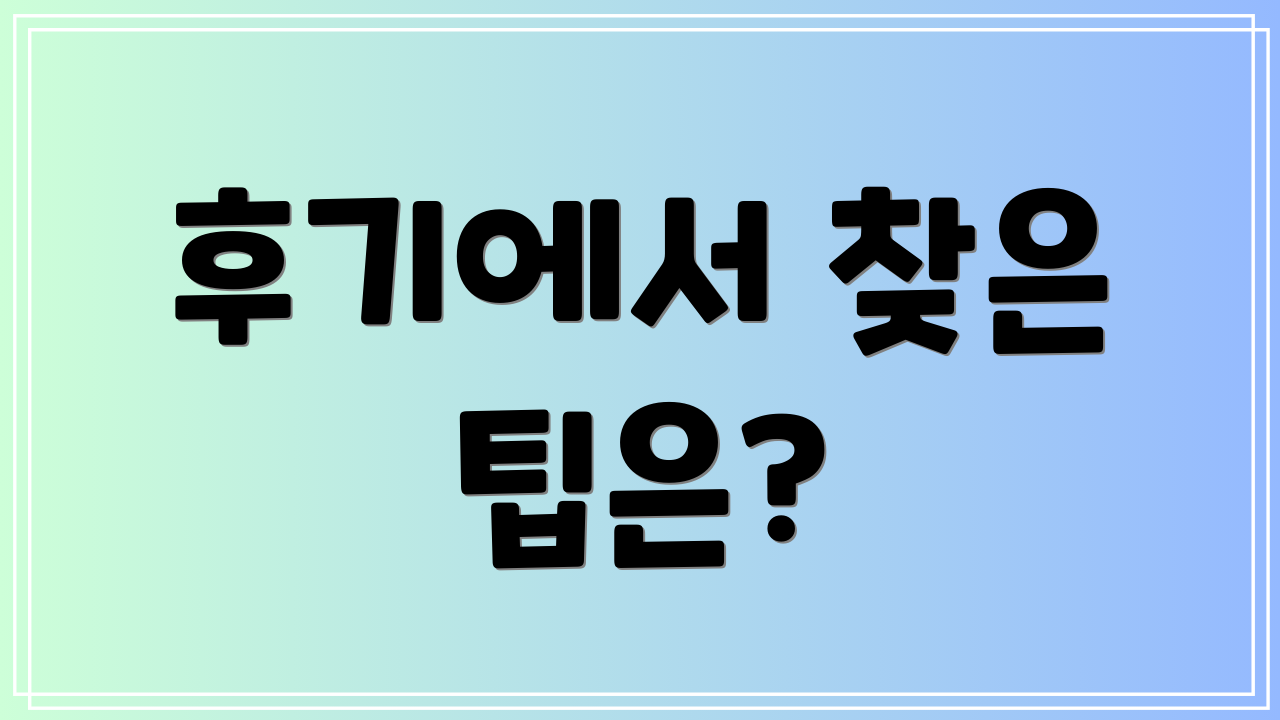 후기에서 찾은 팁은?