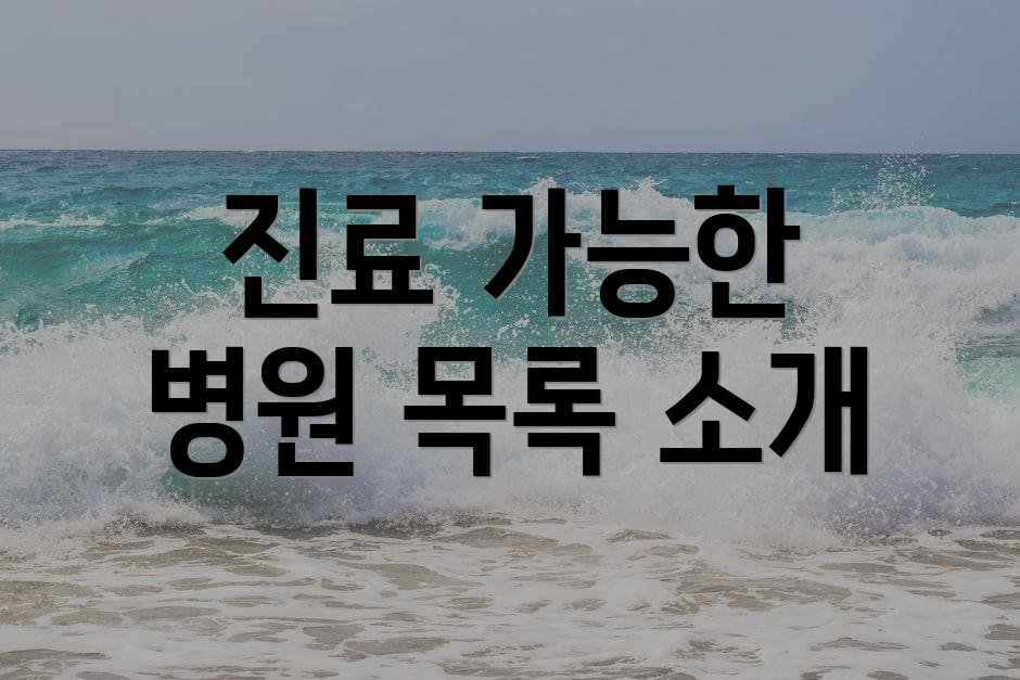 진료 가능한 병원 목록 소개