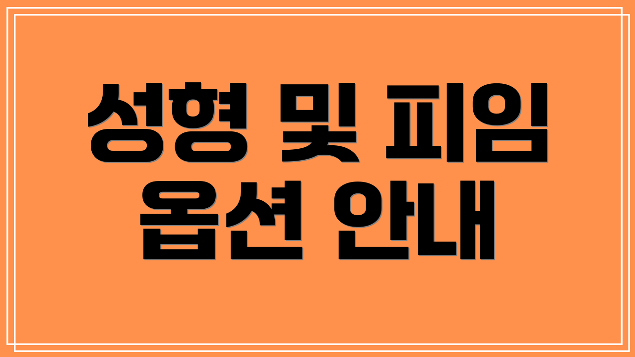 성형 및 피임 옵션 안내