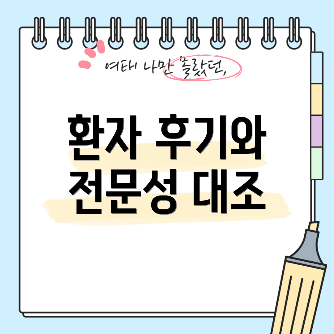 환자 후기와 전문성 대조