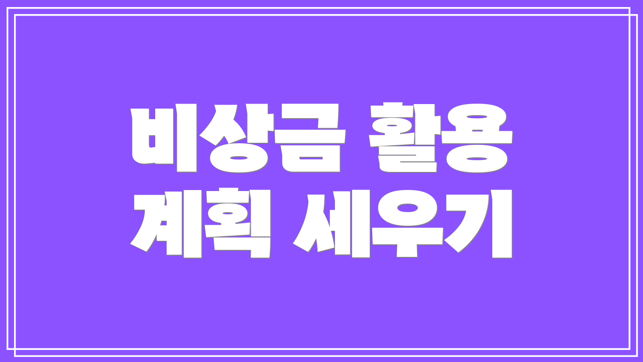 비상금 활용 계획 세우기