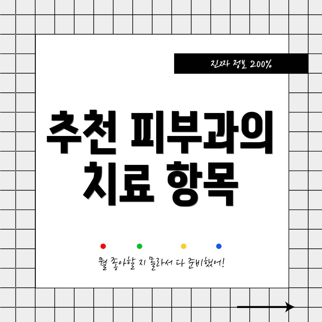 추천 피부과의 치료 항목