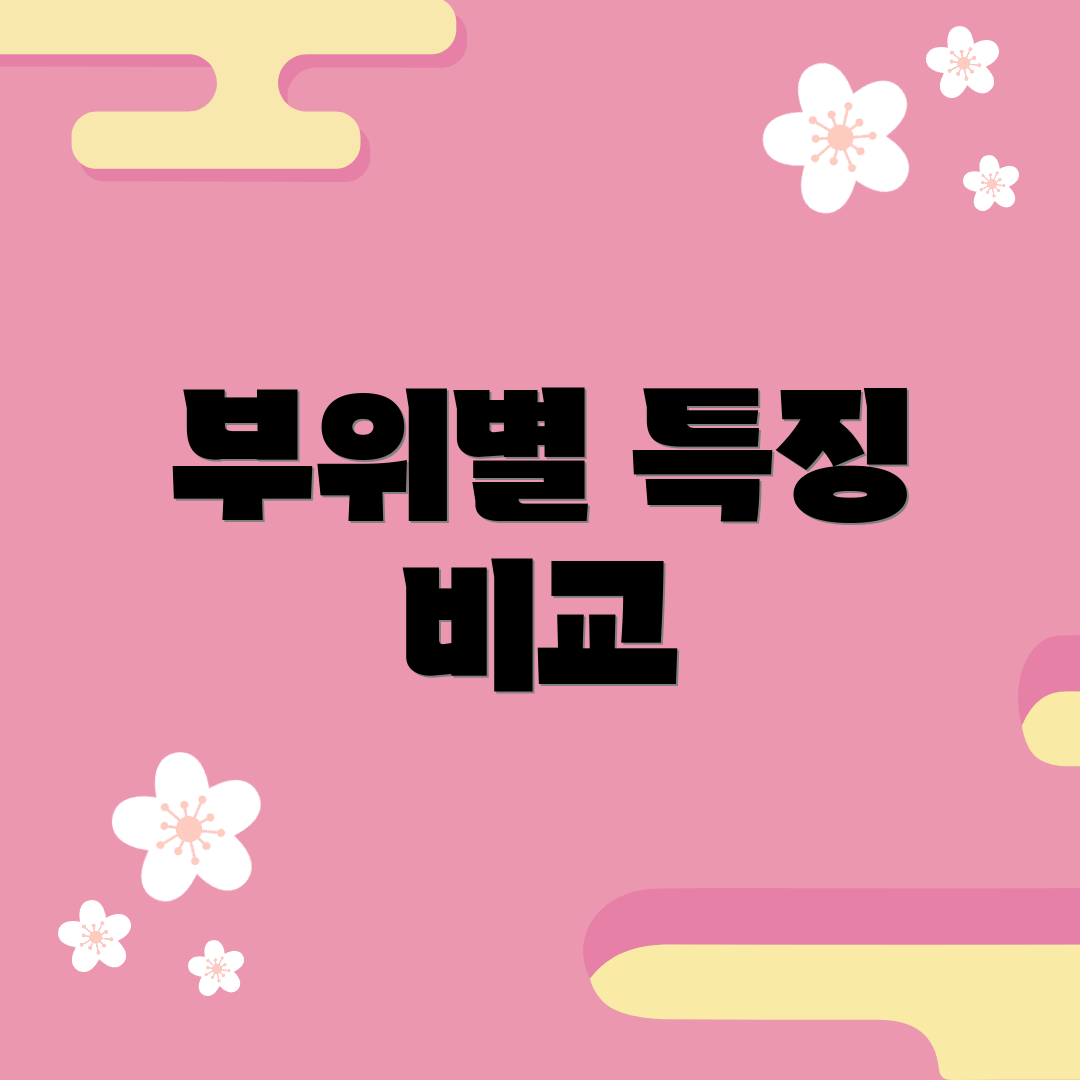 부위별 특징 비교