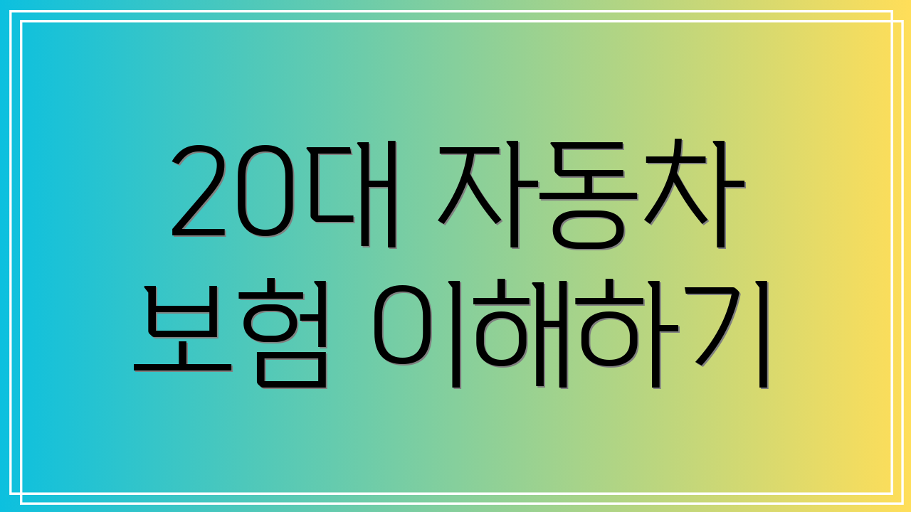 20대 자동차 보험 이해하기
