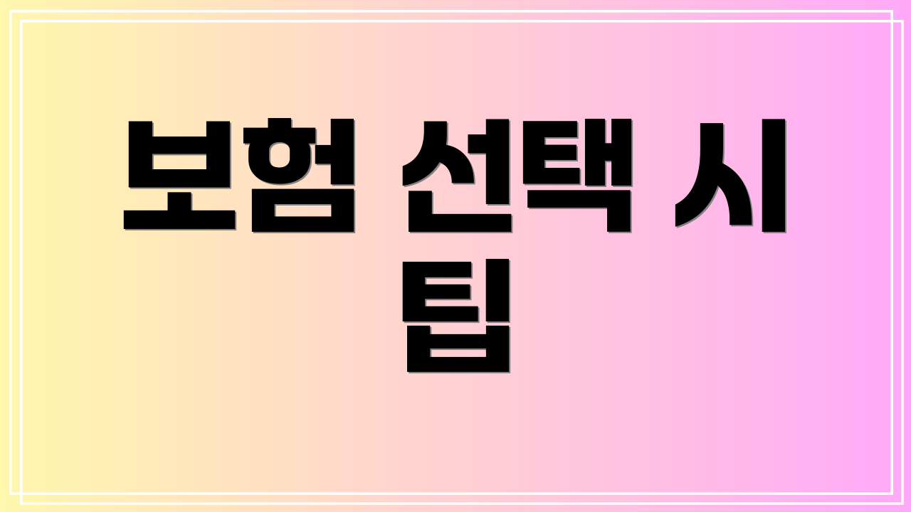 보험 선택 시 팁