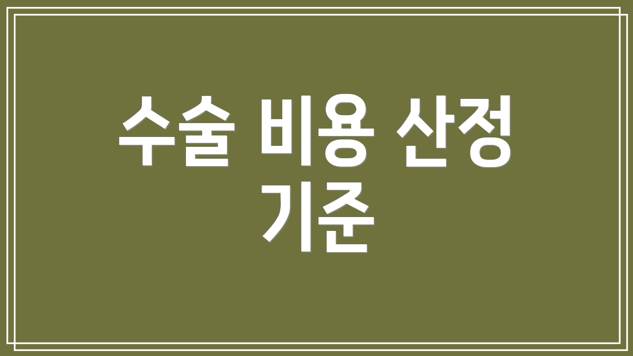 수술 비용 산정 기준