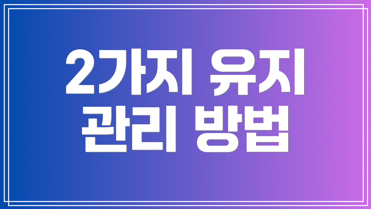 2가지 유지 관리 방법