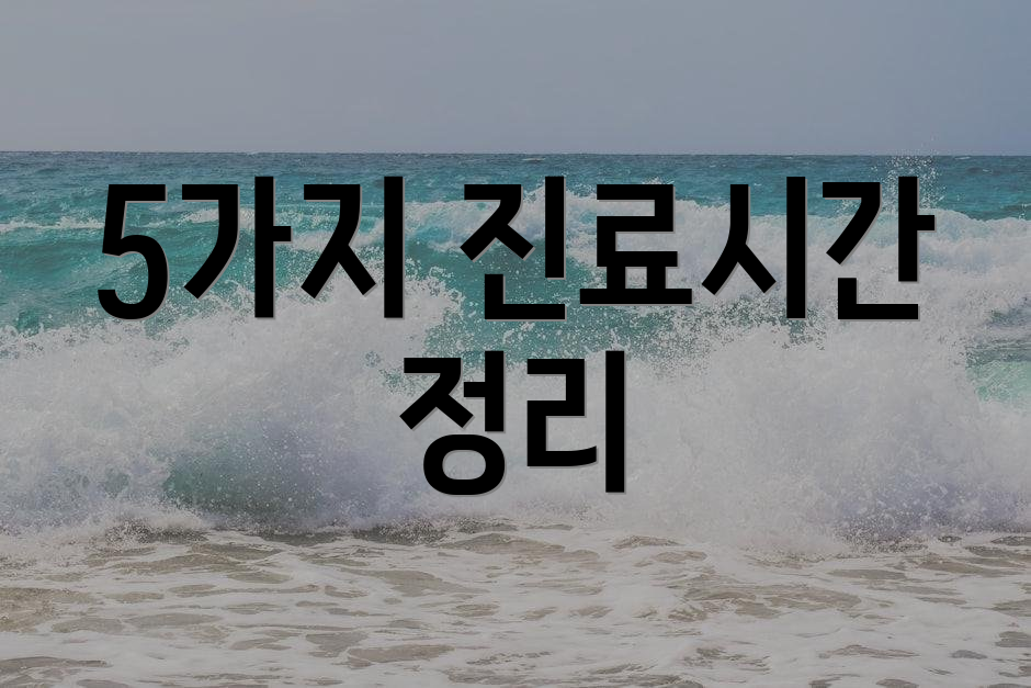 5가지 진료시간 정리