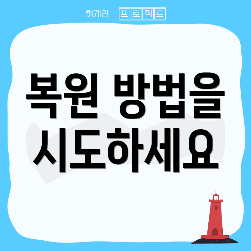복원 방법을 시도하세요