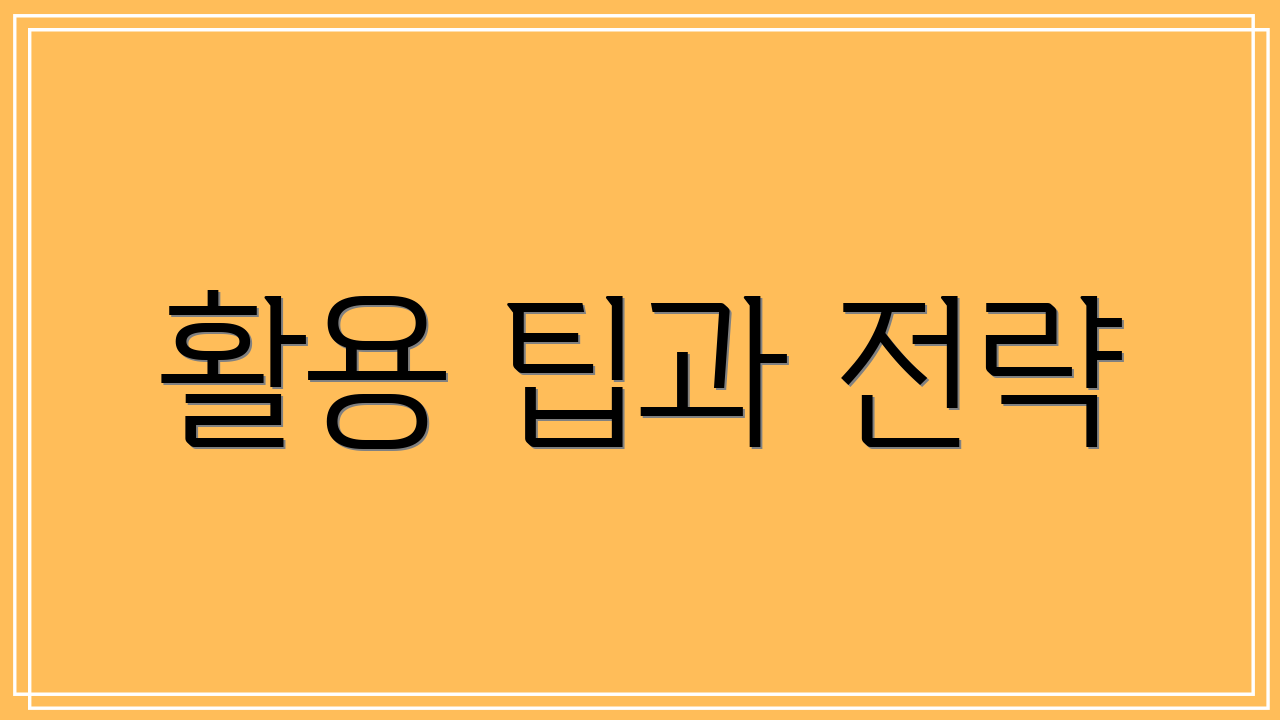 활용 팁과 전략