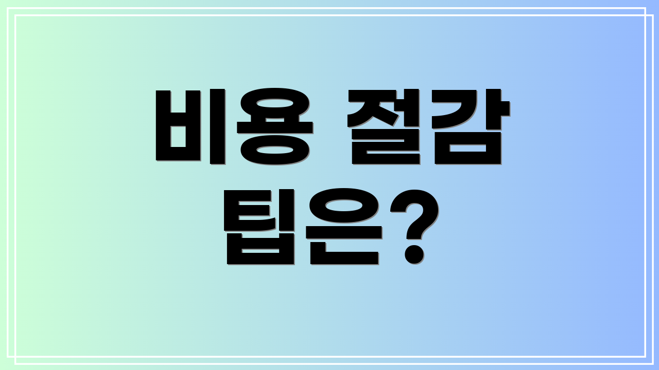 비용 절감 팁은?
