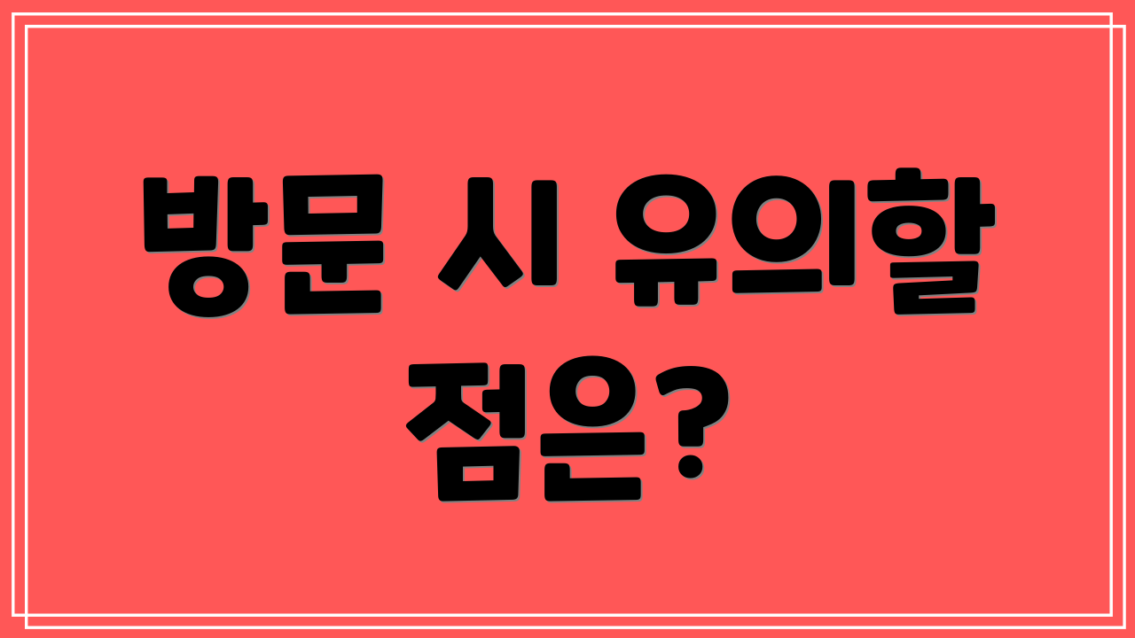 방문 시 유의할 점은?