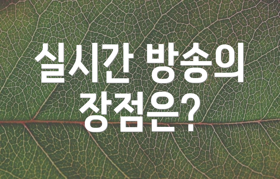 실시간 방송의 장점은?