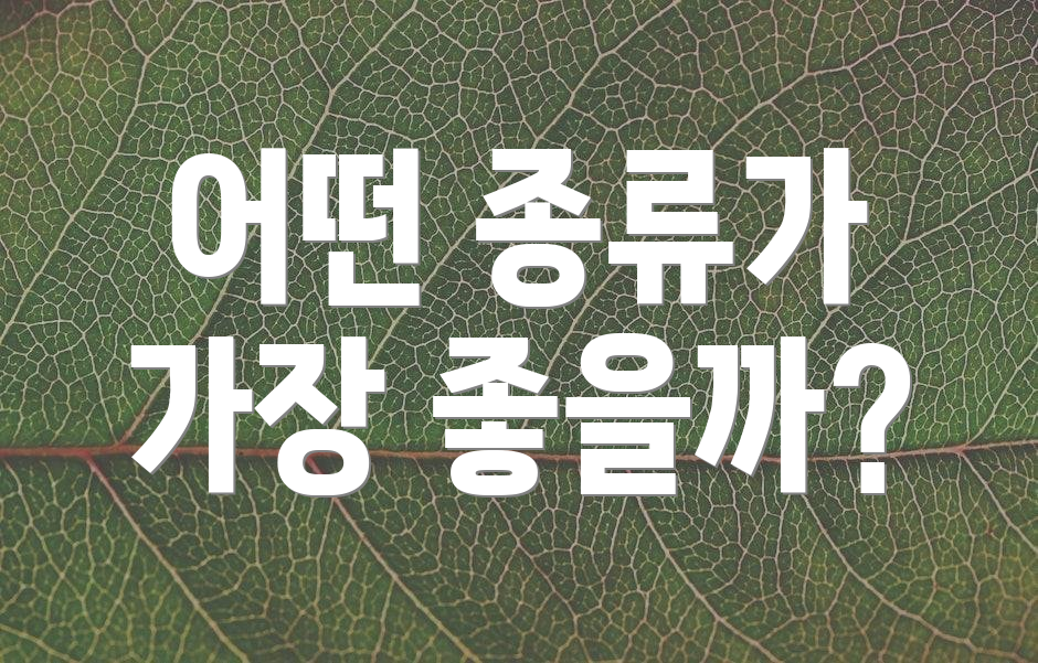 어떤 종류가 가장 좋을까?