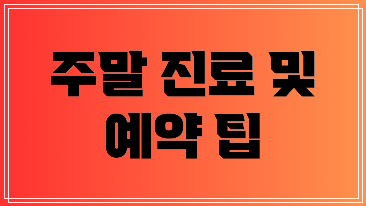 주말 진료 및 예약 팁