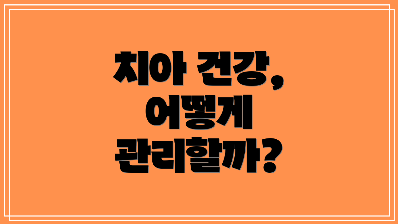 치아 건강, 어떻게 관리할까?