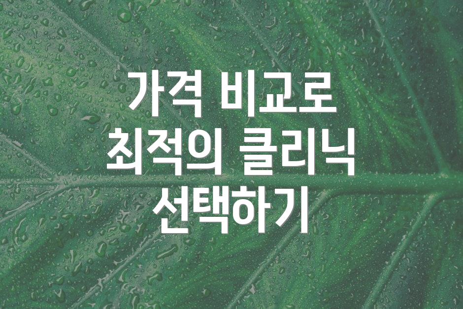 가격 비교로 최적의 클리닉 선택하기