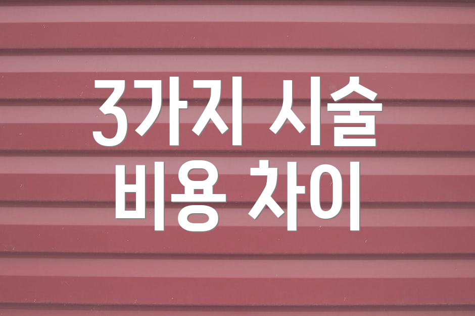 3가지 시술 비용 차이