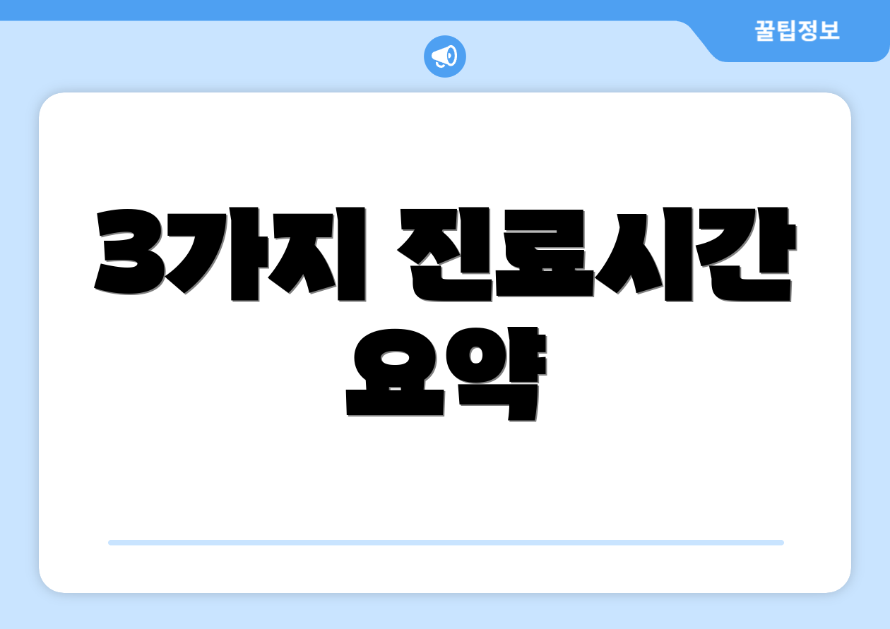 3가지 진료시간 요약